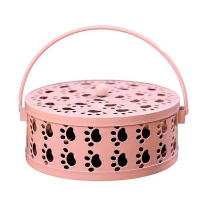 Iron Mosquito Coil Holder with Lid Round Fireproof Incense Holder Cat Claw Hollow Design Insect