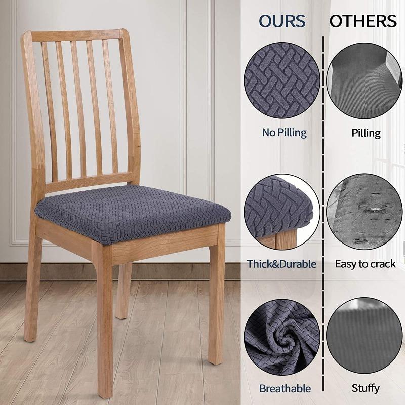 Office and Home Chair Cushion Cover, Square Seat Cushion Anti Fouling Cover Elastic Arc-shaped Chair Cover Stool Cover Split Type Cover