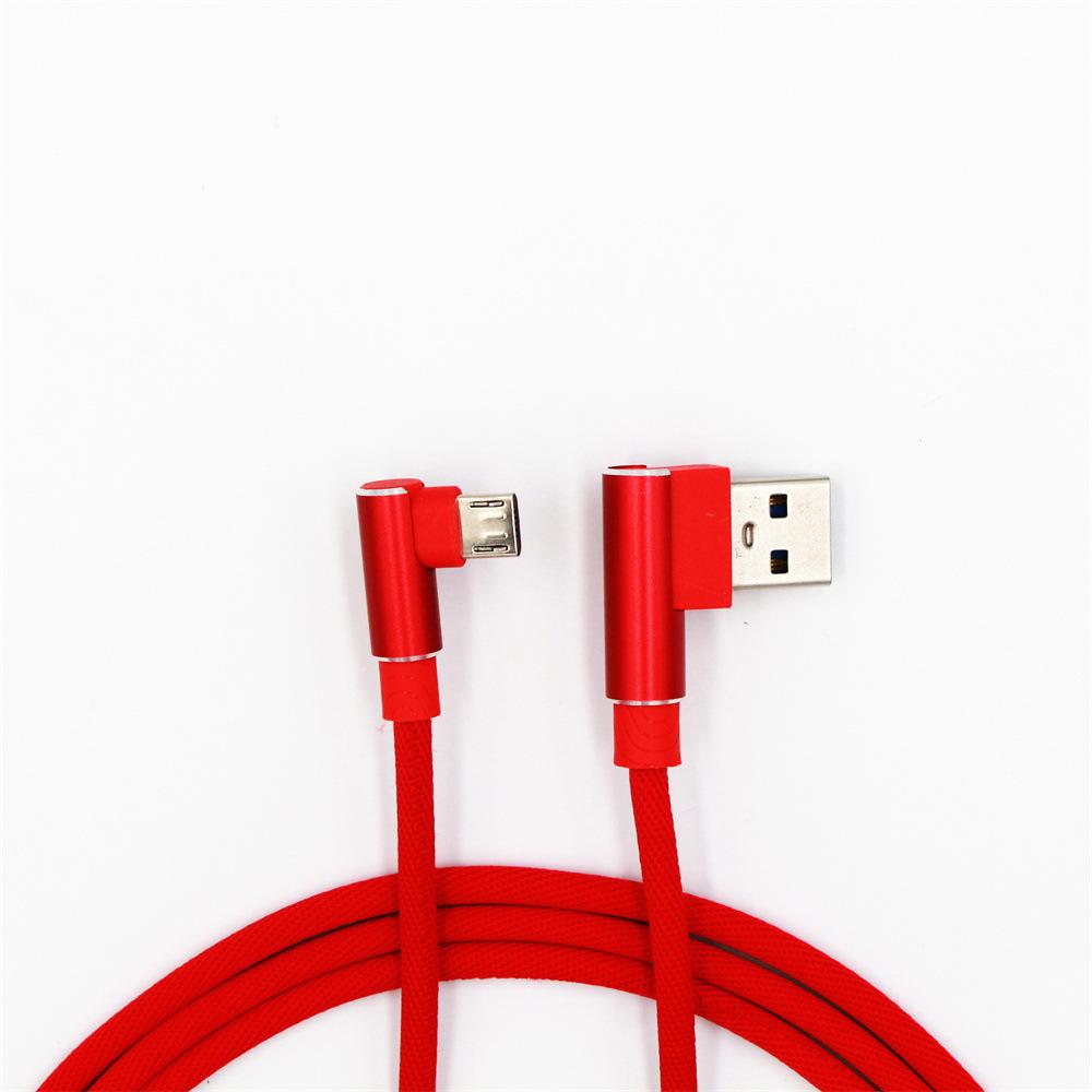 Macaron Nylon Braided Double Elbow Data Cable Is Suitable for Apple Android Type-c Interface Mobile Phone Charging Cable