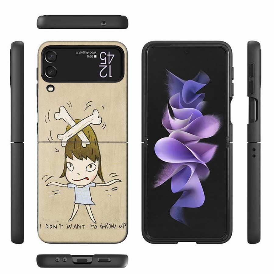 Cute Nara Yoshitomo Art Phone Case For Samsung Z Flip 6 7 5G Z Flip 5 Galaxy Z Flip 3 4 5G ZFlip Shockproof Hard Cover TPU PC Co