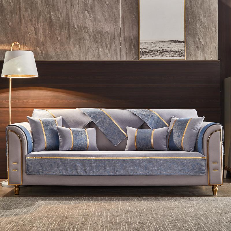 

American Light Luxury Leather Sofa Cushion Non Slip Modern Full Covered Cloth Universal Four Seasons Use 60*60cm