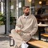 Men's Knit Zip-Up Lapel Jacket Sweatshirt and Straight-Leg Sweatpants Set, Loose Fit Outfit