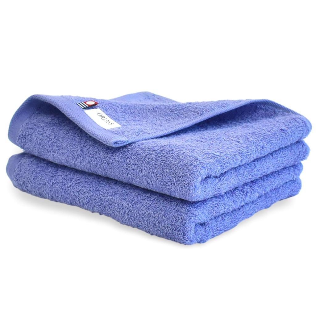 ORI365 Imabari Face Set of 2 Speed Dry Hair Made in Pack Towels x 2 Blue Towels, - Look, it's dry! Towels, Quick-Drying, Soft, Absorbent, Drying,