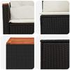 Sofa Set 6 Pieces Black and Cream White Poly Rattan and Steel