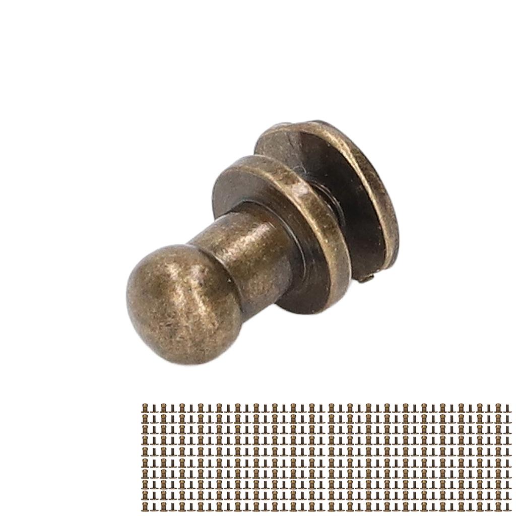 200 Sets Chicago Screws Round Head Rivets 7x5mm DIY Handcraft Pure Copper Round Head Rivets Leather Rivets for Handbag Bronze