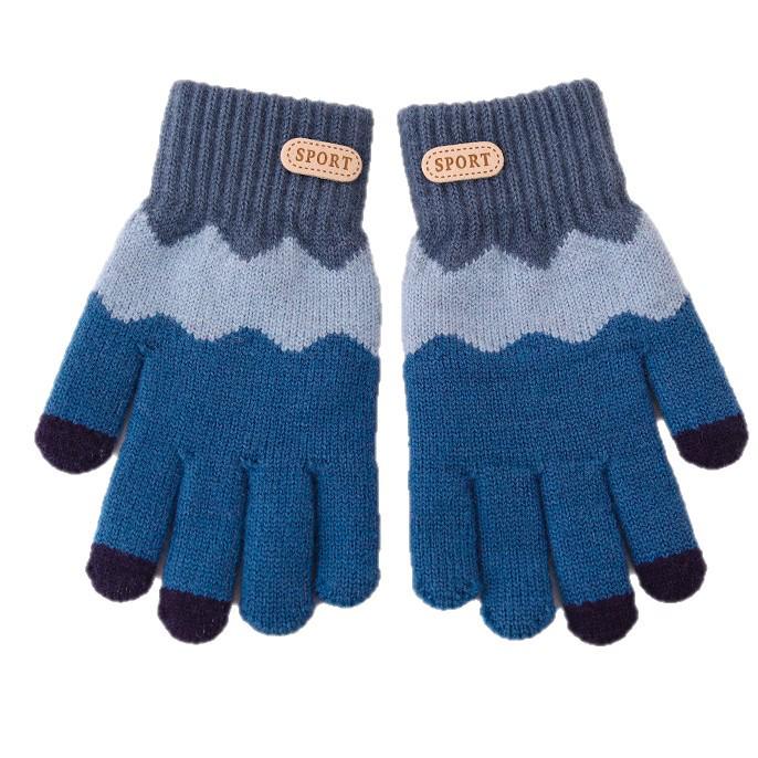 New Arrival: Children's Plush Fleece-lined Winter Gloves - Warm Five-Finger Design for Boys
