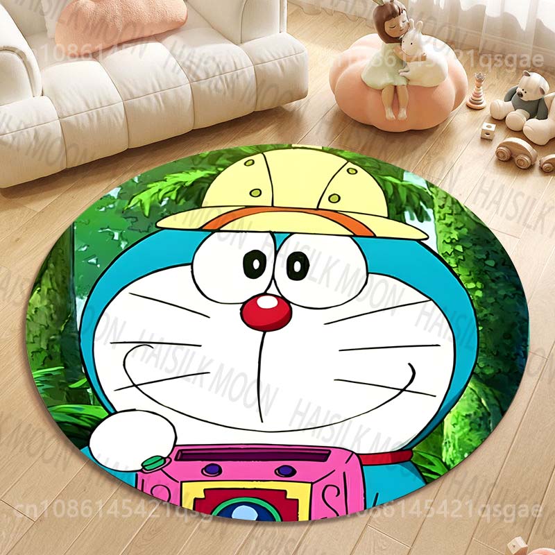 Multiple Styles Japan Cute Doraemon Print Round Rugs for Living Room Bedroom Floor Mats Kids Room Household Carpet Home Decor