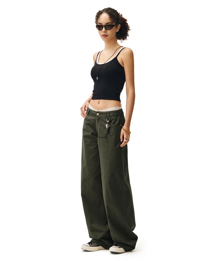 Deketeuumeon Signature Low Rise Wide Jeans Dcwpt004Khaki