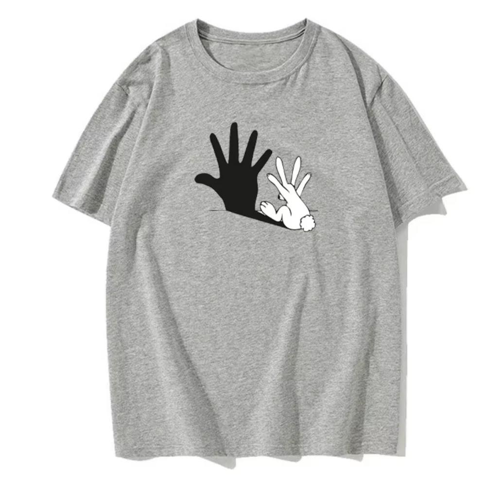 Funny Bunny Print T-shirt for You Men's European Size Round Neck Fashionable Short-sleeved Summer Top Casual Versatile T-shirt