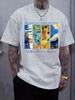 Mens Loose Cotton Tee Van Gogh Classic Paintings Collage Art Quote Print Artist Lover Male Short Sleeve Streetwear Daily Top