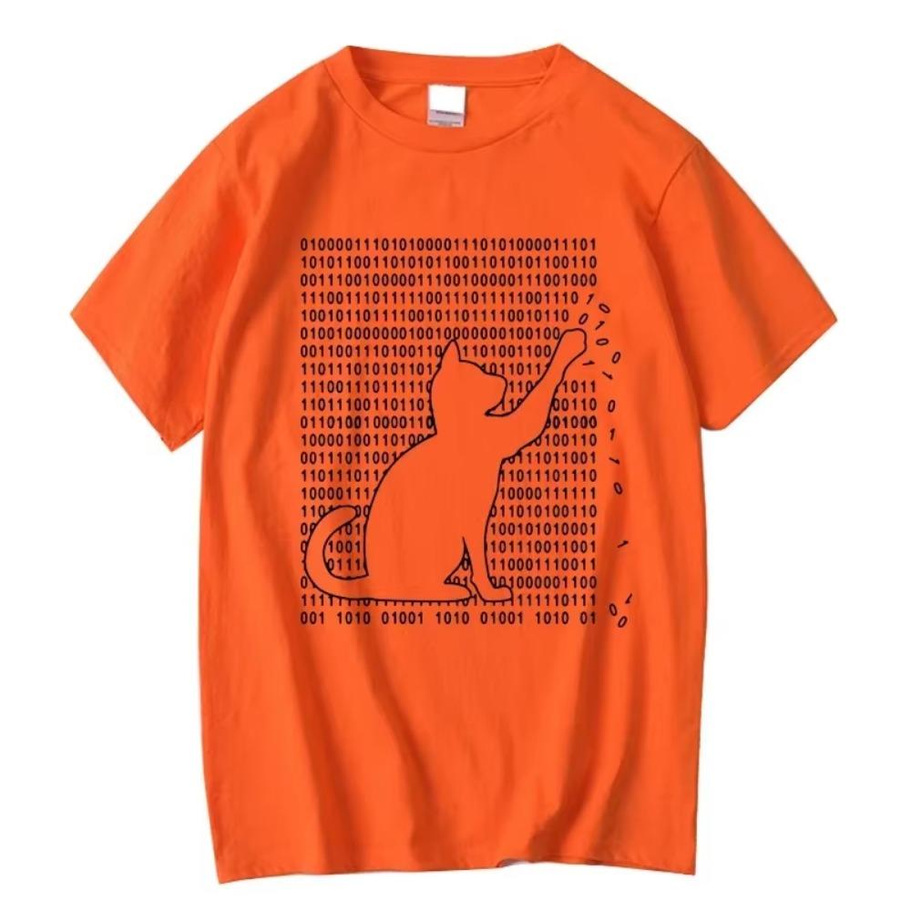 Men's High Quality T-shirt 100% Cotton Funny Cool Cat Design Print Summer Loose Short Sleeve for Men T-Shirt Male Tops Tees