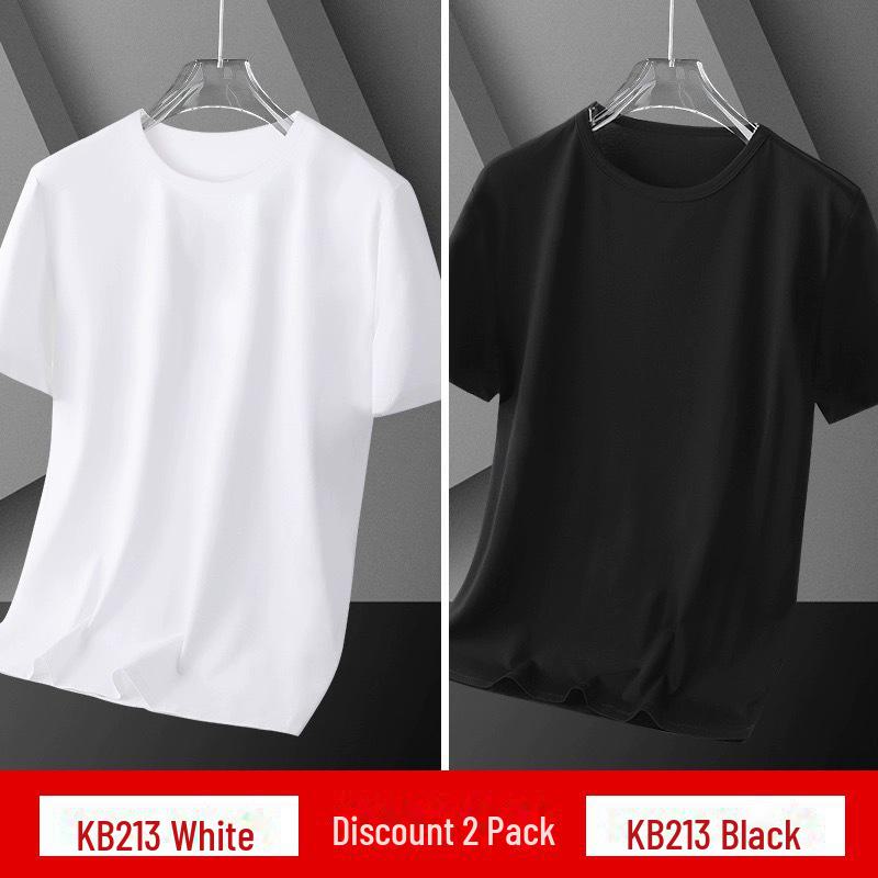 Men's Loose Fit Ice Silk Solid Color Short-Sleeve T-Shirt - Simple & Versatile Summer Style