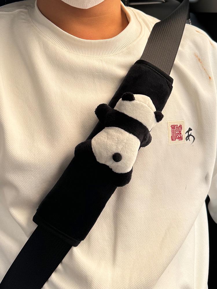 Panda Doll Car Seat Belt Shoulder Pads - Soft, Cute, Decorative Pair