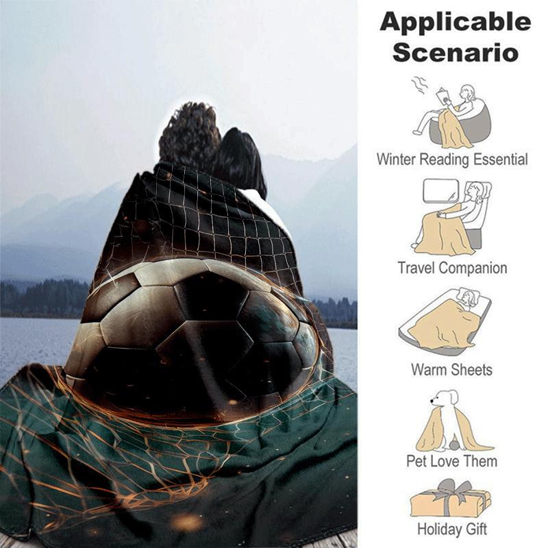 1pc Football Printing Lightweight Flannel Blanket, Comfortable and Warm Blanket, for Camping Sofa Bed and Couch Office, Suitable for Gift Bla