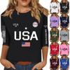 3/4-Ärmel Oberteile für Damen T-Shirt Lässig Print Oberteile T-Shirt Rundhals Pullover Bluse
