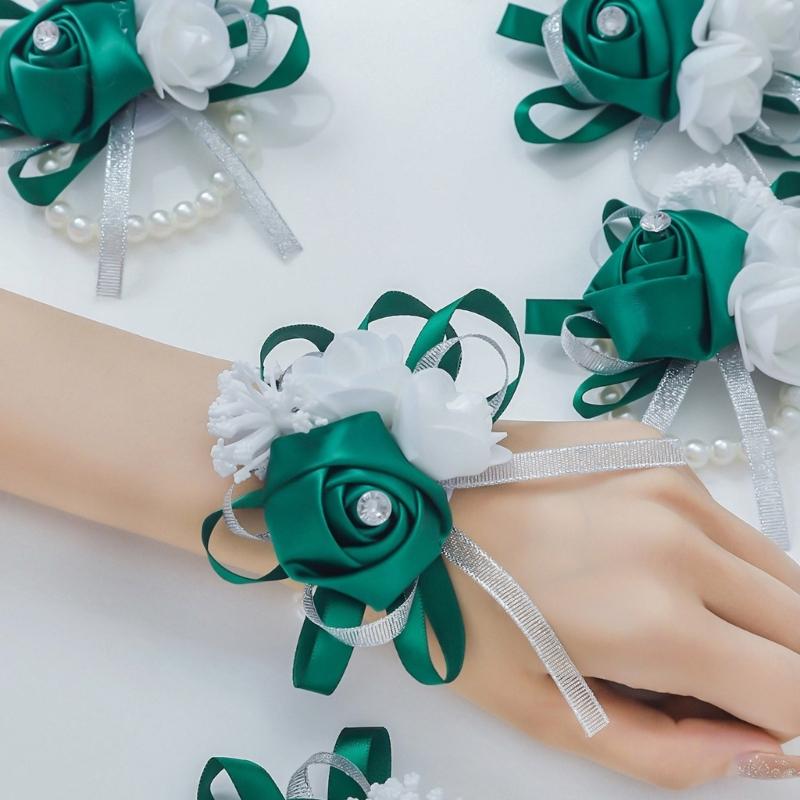 Romantik Seidenblume Braut Handgelenkblume Corsage für Hochzeitsfotografie Verlobungsparty Zubehör Handgelenkdekoration