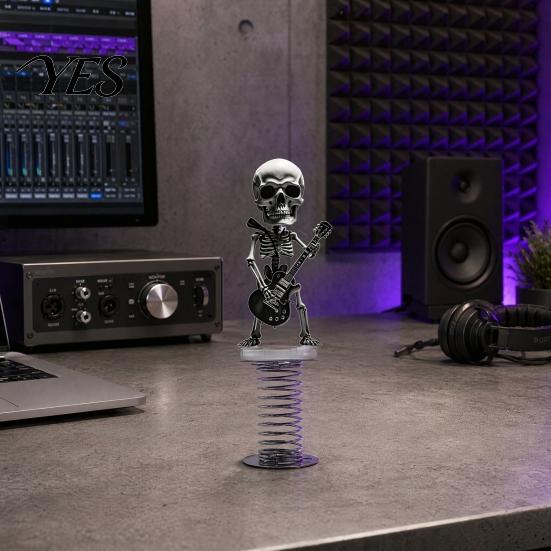 Car Interior Accessories Skull Spring Ornament, Rocking Figurine, Acrylic Swaying Expressive Skeleton Dashboard Decor for Vehicle, Wear-resistant