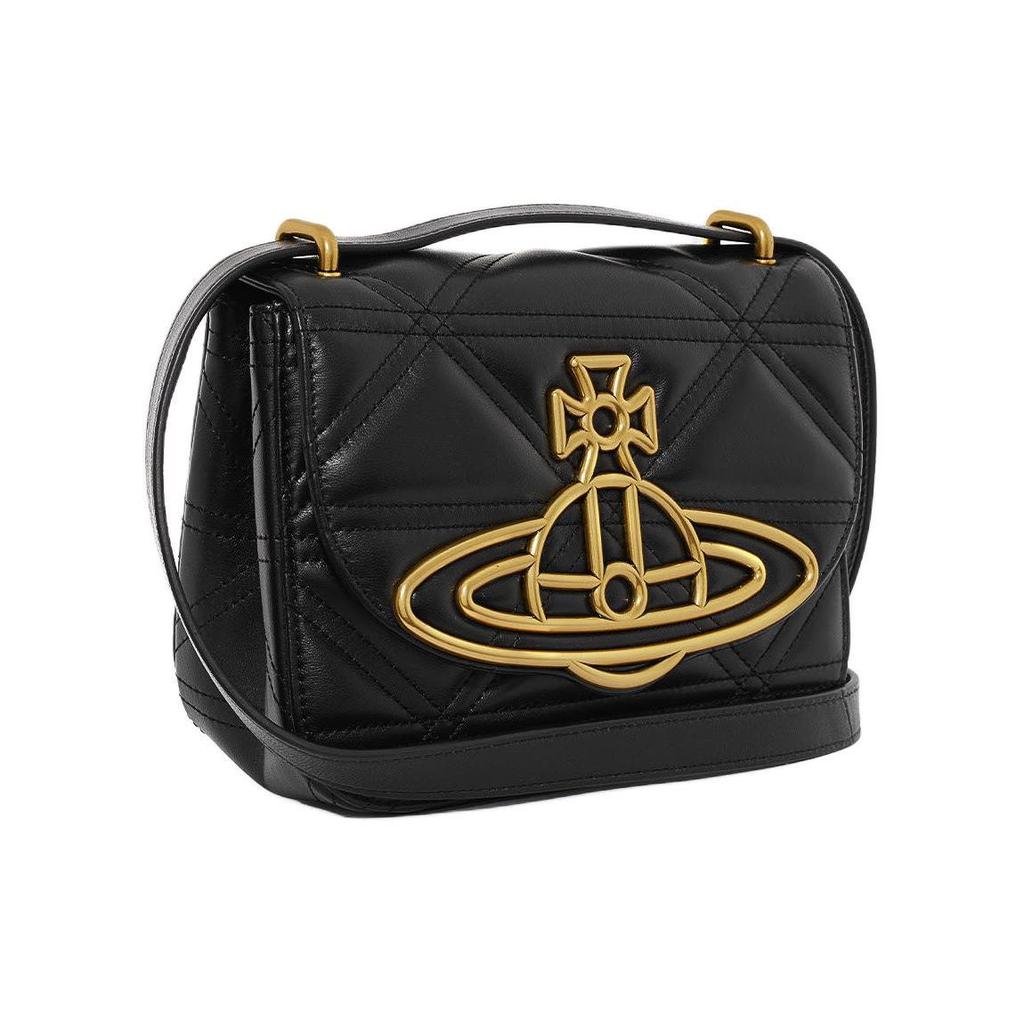 VIVIENNE WESTWOOD Linda Gold Hardware Soft Nappa Leather Shoulder Crossbody Bag Women Bags Black 43040069UL006UN401