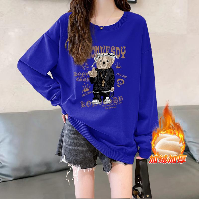 2025 new popular European products loose small man velvet thickened round neck no hat sweater women's spring, autumn and winter models