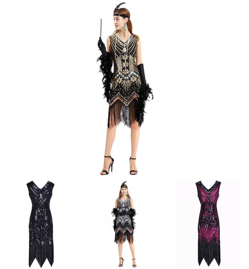 Elegant Gatsby Flapper Beaded Vintage Fringe Sequin Sleeveless Women Party Dresses For Timeless Style