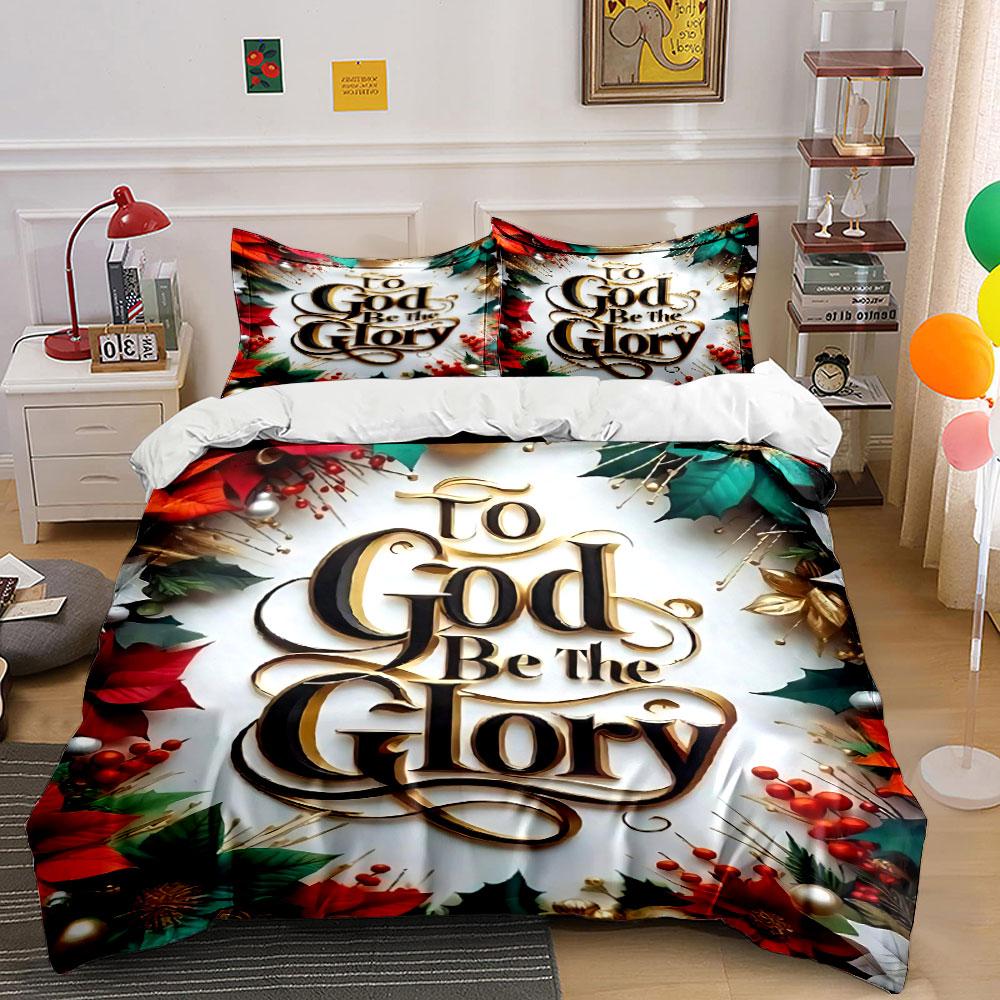 Religious Festive Bedding Set Bedding Duvet Cover Set Duvet Cover Pillowcases (1 * Duvet Cover 2 * Pillowcases, without duvet insert)