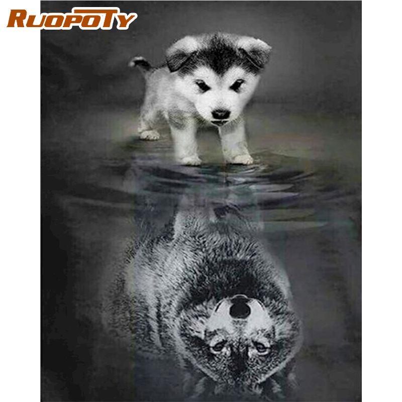 RUOPOTY Frameless Diy Painting By Numbers Animals Picture Wall Art Canvas Painting Acrylic Paint For Home Decoration