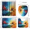 1/4 Phoenix Shower Curtains, Toilet Seat Decoration, Shower Curtain With Carpet And Toilet Lid, 12 70.8X70.8 Inch Hooks