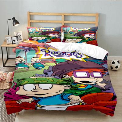 3PCS Rugrats Bedding Set Printed Duvet Cover Closure Includes 1 Duvet Cover & 2 Pillowcases for All Seasons Bedroom Decor