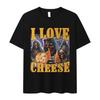 Lustiges Ich liebe Käse Skelett Meme Grafik T-Shirt Herren Vintage Kurzarm T-Shirts Mode Hohe Qualität Baumwoll-T-Shirt