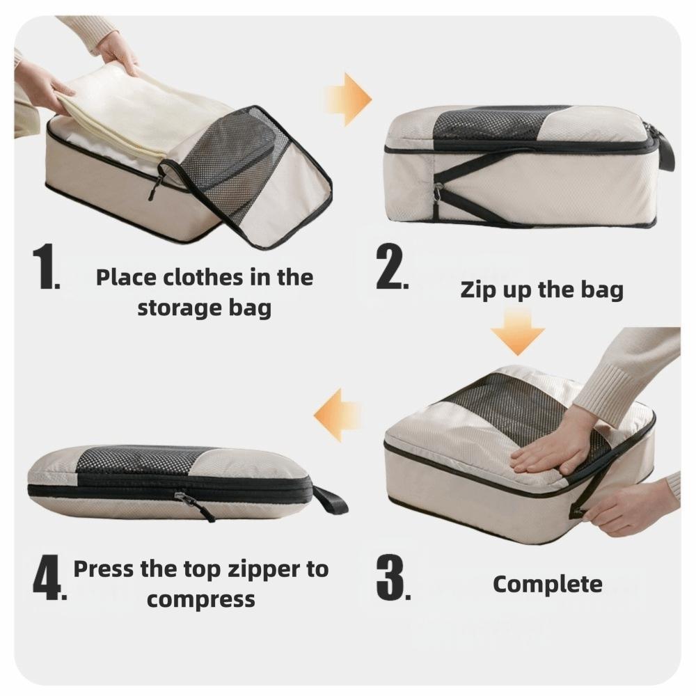 6-Piece Set Compression Feature Travel Organizer Cubes Space-Saving Organizer  Suitcase Packing