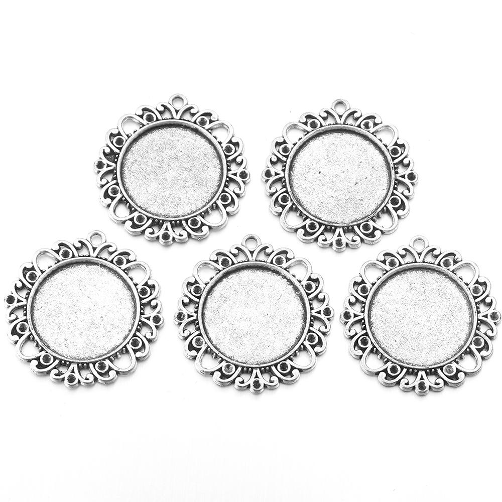 5-10pcs/lot Vintage Necklace Pendant Setting Cabochon Base Tray Bezel Blank For Pendants Cabochons Jewelry Making Accessories