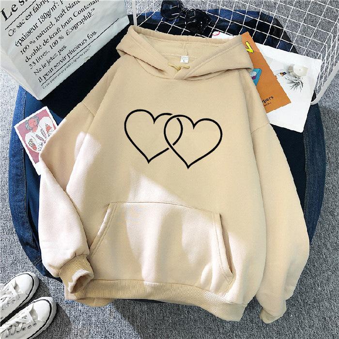 Korean Style Plush Couple Hooded Hoodies Women Casual Loose Long Sleeve Coat Hoodie for Autumn Winter