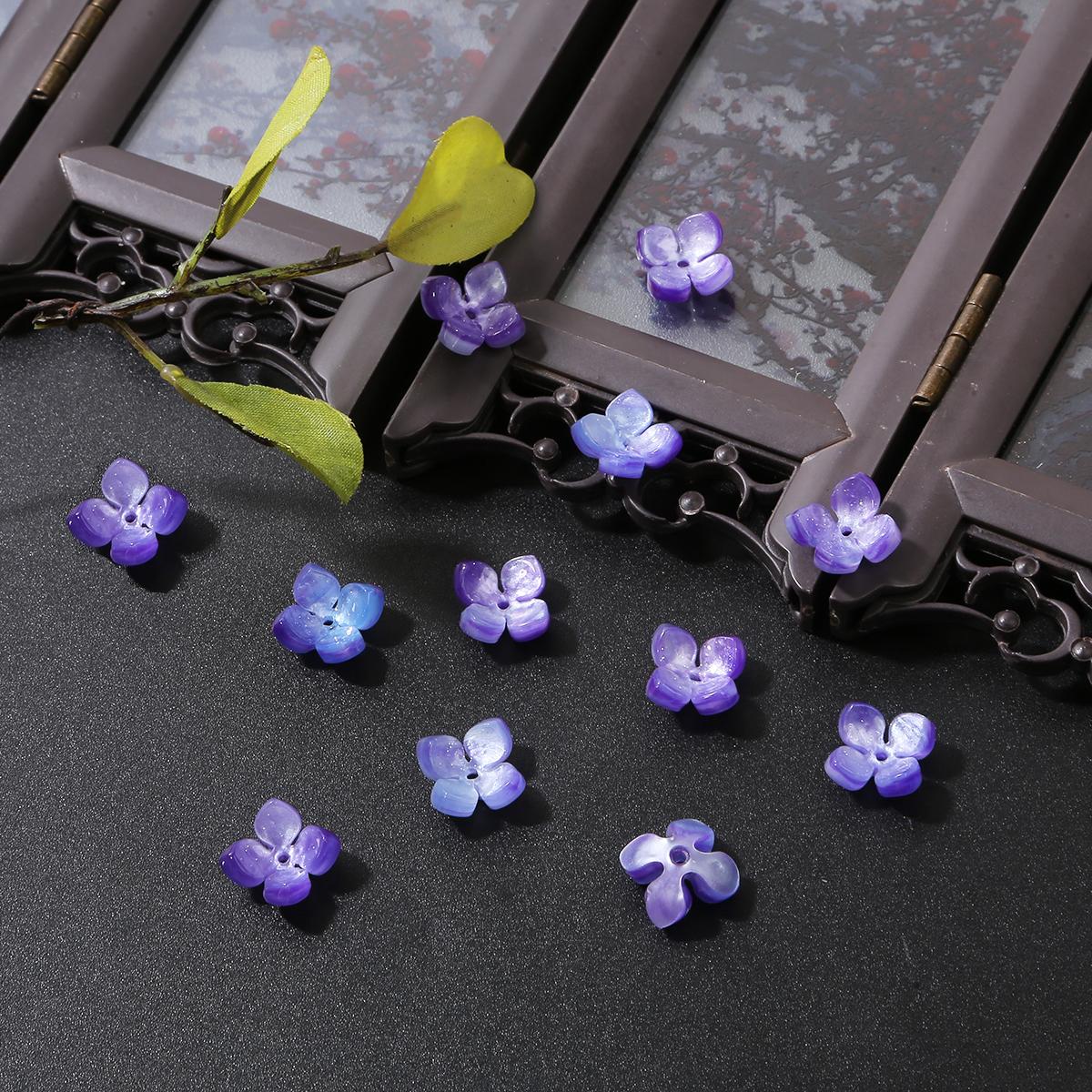 

10 шт. акриловая имитация ракушки лепестки гортензии цветок подвеска бусины-шармы для изготовления ювелирных изделий фиолетовый/глубокий