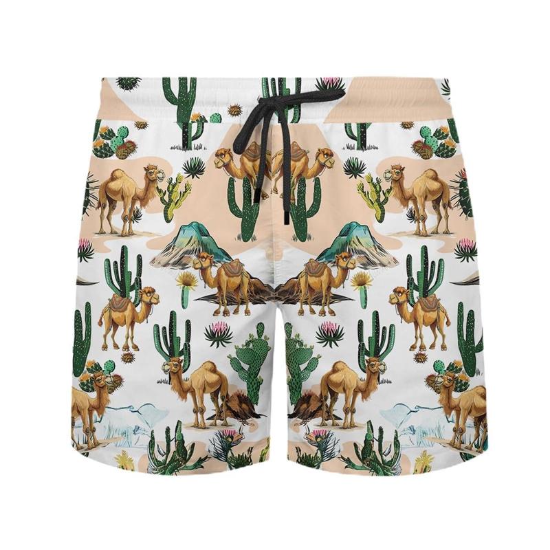 Funny Camel Pattern Hawaiian Beach Shorts Men Cool Cute 3d Printing Animal Swimming Trunks Oversized Summer Street Short Pants