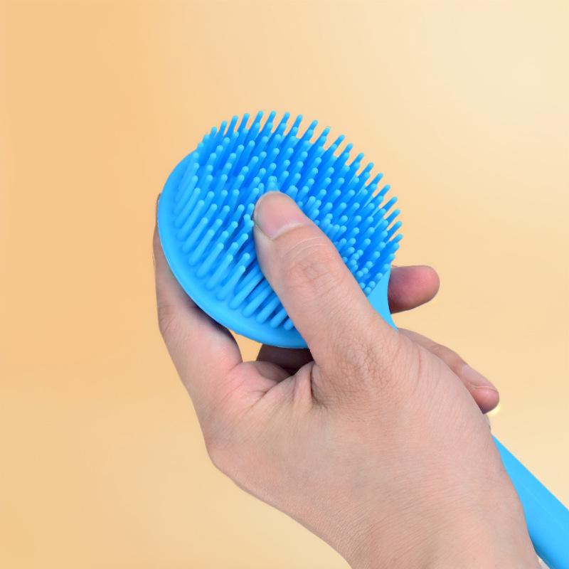 Silicone Double-Sided Bath Brush with Long Handle - Massage Back Scrubber.