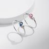 MODIAN 925 Silver Simple Tiny Romantic Blue & Pink CZ Hearts Jewelry Sets For Women Fashion Rings & Stud Earrings