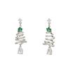 925 Silver Christmas Tree Zircon Stud Earrings - Elegant Holiday Jewelry for Women