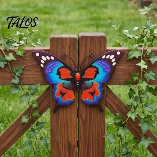 Rustproof Metal Wall Art Butterfly Decor for Garden Yard Patio, Large Iron Patio Decorations Hanging Sculpture, Outdoor Fence Farmhouse Decorative