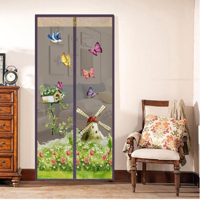 Magnetic Screen Door Mesh Curtain Anti Mosquito Net Punch Free Self Sealing Decorative Door Curtain For Home Entrance