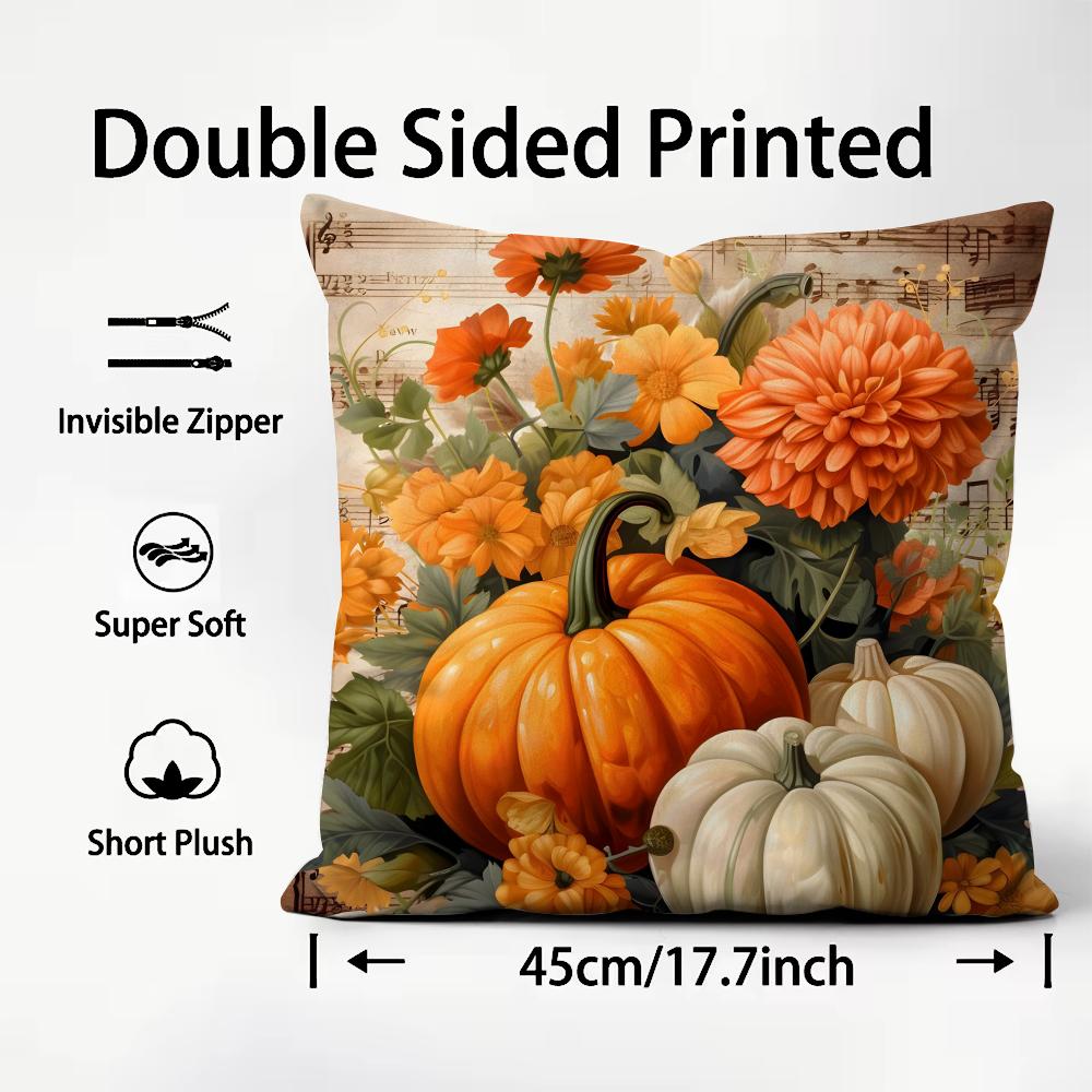 Pumpkin Hot Cushion Cover Plush Fabric Soft DoubleSided Printed Sofa Warm Winter Home Child Gift Pillow Case