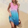 Women's Summer V-neck Casual Beach Vacation Style Gradient Sleeveless Patchwork Dresses