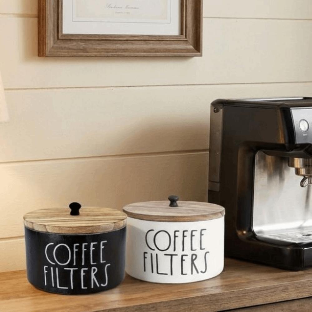 Round Coffee Filter Paper Storage Container Wooden Capsule Coffee Storage Box Camping
