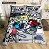 Flower Skull Bohemian Duvet Cover Set 3D Microfiber Roses Floral And Skeleton 2 Piece Bedding Set
