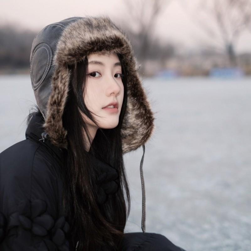 Women Men Leather Winter Trapper Hat Ear Protection Faux Fur Lined Ski Ushanka Windproof Thicken Warm Snow Cap With Ear Flap