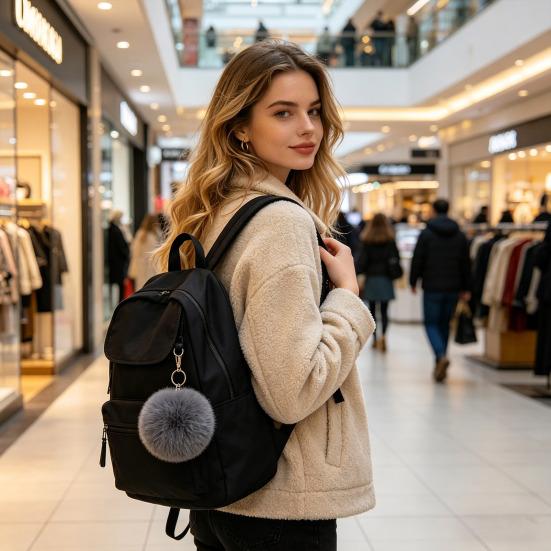 Faux Fur Pom Pom Fluffy Ball with Elastic Loop Cute Plush Ball Bag Charm for Craft Projects Hat Accessories