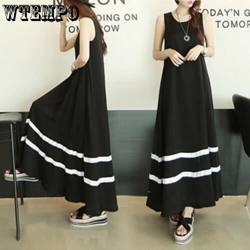 Women's Long Dress Sleeveless Big Skirt Hem Dress Summer Undershirt Long Dress Large Size Temperament Loose Women's Clothing