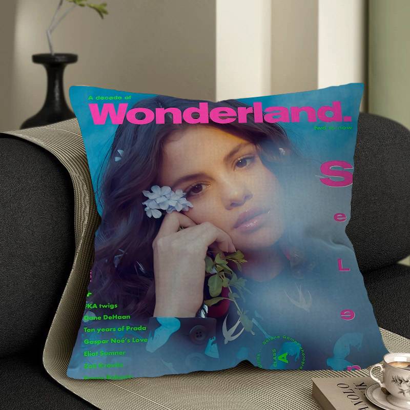 

Singer Selena Gomez Actress Pillow Covers Cartoon Sofa Decorative Home Double-sided Printing Short Plush Cute Cushion Cover 12x12Inch