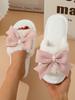 Cute Winter Indoor Home Warmth Thick-soled Non-slip Bow Slippers