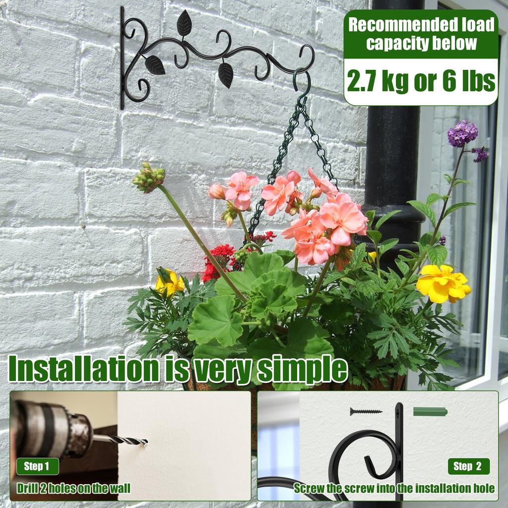 2/4/10Pcs Wall-Mounted Hook Flower Pot Holder Europe Vintage Iron Art Flower Stand Garden Decoration Wall Hanging Basket Bracket
