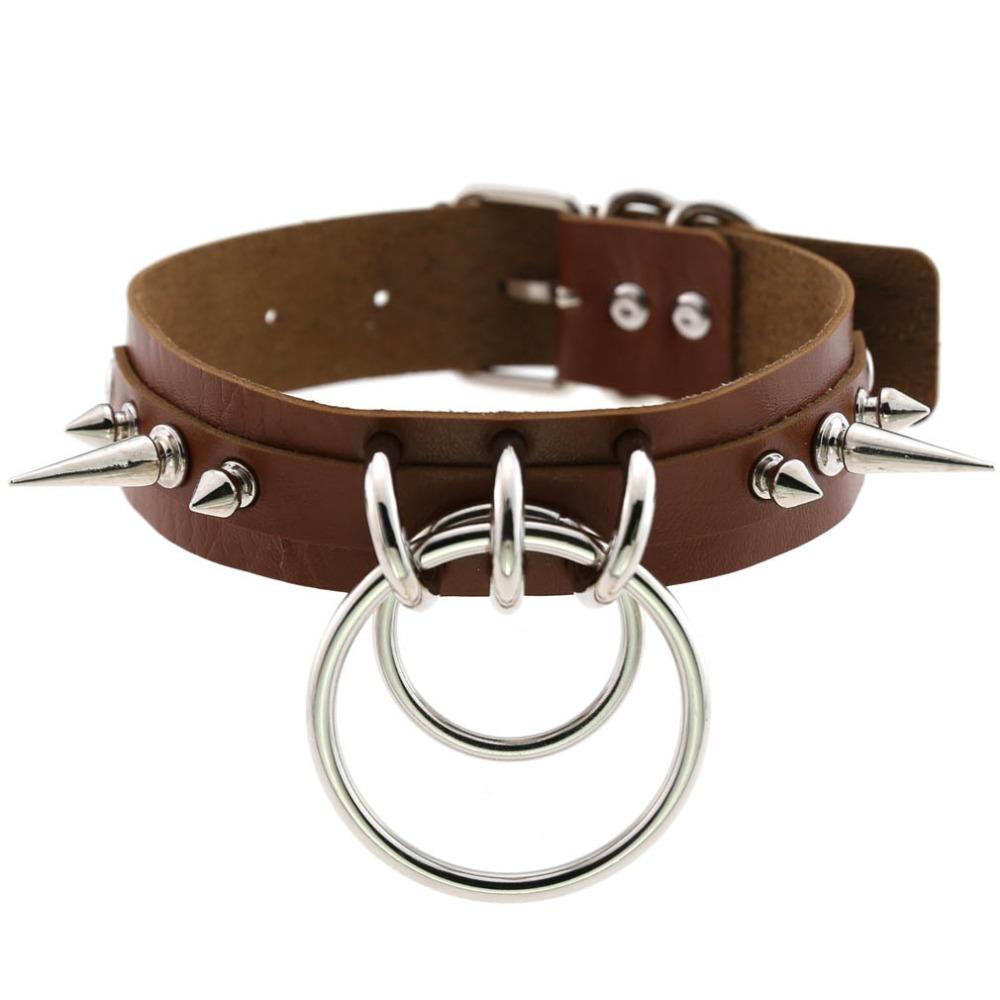Punk Spike Metal Collar Girls Leather Harness Choker Necklace for Women Party Club Chockers Gothic Jewelry Harajuku 2019
